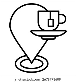 Ícone de contorno vetorial da ilustração do café