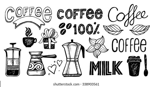 Coffee illustrations. Hand draw doodles.