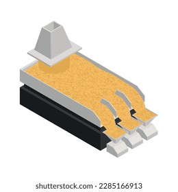 Icono isométrico Icono vectorial 3d de la clasificación de equipos de producción de la industria del café