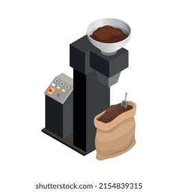 Composición isométrica de la industria del café con imagen aislada en ilustración vectorial de fondo en blanco