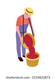 Composición isométrica de la industria del café con imagen aislada en ilustración vectorial de fondo en blanco