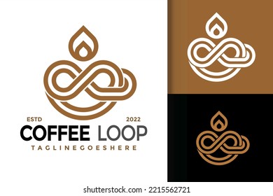 Café con diseño de logotipo infinito, logotipo de identidad de marca vectorial, logotipo moderno, plantilla de ilustración vectorial de logotipos