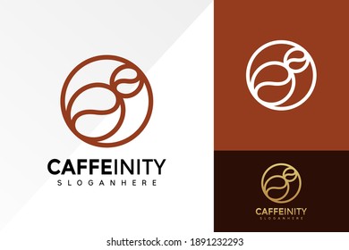 Diseño del logotipo Coffee Infinity, vector de logotipos de negocios en cafeína, logotipo moderno, plantilla de ilustración vectorial de logotipos