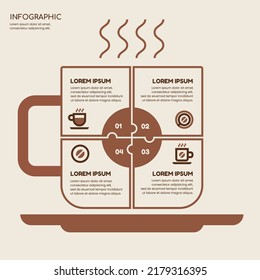 Coffee Infographic design template. Puzzle with four pieces. Vector illustration.