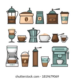 Coffee infographic. Coffee icon set. Flat style, vector illustration. 