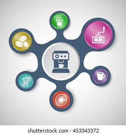 Coffee infographic templates with connected metaballs, stock vector