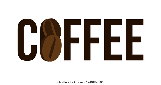 Coffee inscription. Logo design for coffee shop, coffee shop, cafe house. Vector color isolated illustration.