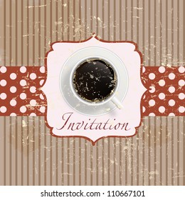 coffee invitation background in retro vintage grunge style