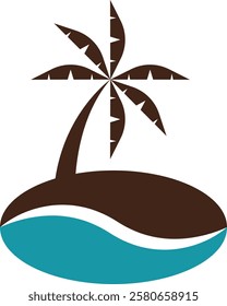 Coffee island beach and palm tree
