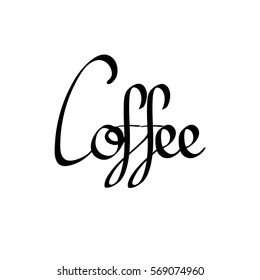 Coffee, isolated calligraphy, word design template, vector illustration