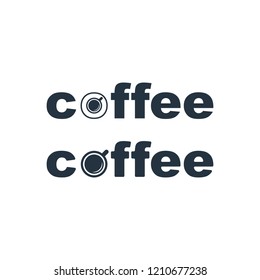 Coffee isolated icon on white background, 400 coffee set, company name, banner