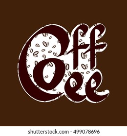 Coffee, isolated sticker, calligraphy lettering, word design template, vector illustration