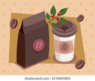 café Bolsa isométrica y olla