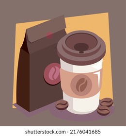 café Leche isométrica con bolsa