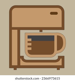 Coffee. Italian coffee pot with text All You Need is Coffee. Banner for cafe, restaurant, menu, coffee dreams theme. cup icon in the line style. vector illustration on a brown background