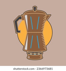 Coffee. Italian coffee pot with text All You Need is Coffee. Banner for cafe, restaurant, menu, coffee dreams theme. cup icon in the line style. vector illustration on a brown background