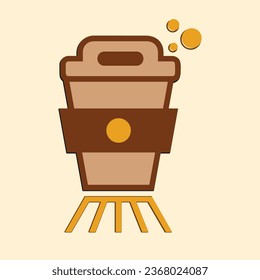 Coffee. Italian coffee pot with text All You Need is Coffee. Banner for cafe, restaurant, menu, coffee dreams theme. cup icon in the line style. vector illustration on a brown background