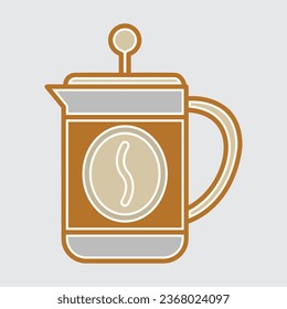 Coffee. Italian coffee pot with text All You Need is Coffee. Banner for cafe, restaurant, menu, coffee dreams theme. cup icon in the line style. vector illustration on a brown background
