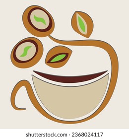 Coffee. Italian coffee pot with text All You Need is Coffee. Banner for cafe, restaurant, menu, coffee dreams theme. cup icon in the line style. vector illustration on a brown background