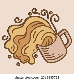 Coffee. Italian coffee pot with text All You Need is Coffee. Banner for cafe, restaurant, menu, coffee dreams theme. cup icon in the line style. vector illustration on a brown background