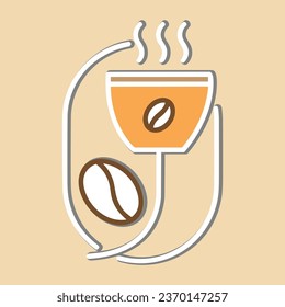 Coffee. Italian coffee pot with text All You Need is Coffee. Banner for cafe, restaurant, menu, coffee dreams theme. cup icon in the line style. vector illustration on a brown background