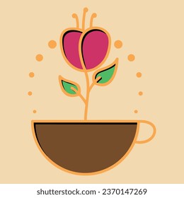 Coffee. Italian coffee pot with text All You Need is Coffee. Banner for cafe, restaurant, menu, coffee dreams theme. cup icon in the line style. vector illustration on a brown background