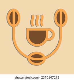 Coffee. Italian coffee pot with text All You Need is Coffee. Banner for cafe, restaurant, menu, coffee dreams theme. cup icon in the line style. vector illustration on a brown background