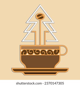 Coffee. Italian coffee pot with text All You Need is Coffee. Banner for cafe, restaurant, menu, coffee dreams theme. cup icon in the line style. vector illustration on a brown background