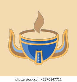 Coffee. Italian coffee pot with text All You Need is Coffee. Banner for cafe, restaurant, menu, coffee dreams theme. cup icon in the line style. vector illustration on a brown background