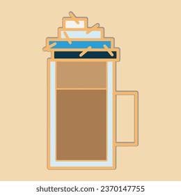 Coffee. Italian coffee pot with text All You Need is Coffee. Banner for cafe, restaurant, menu, coffee dreams theme. cup icon in the line style. vector illustration on a brown background