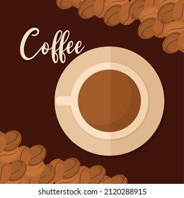 coffee items design with lettering