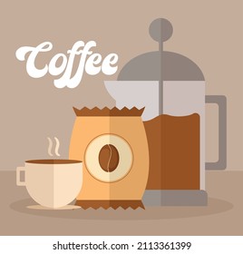 coffee items illustration with lettering