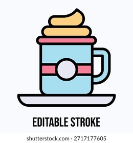 Coffee Jar Icon Isolated Vector Lineal Colour Style Icon, Editable Stroke
