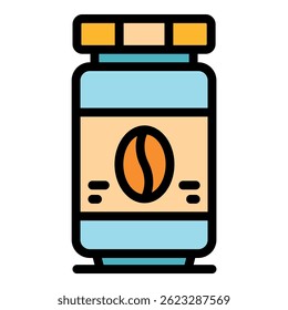 Coffee jar icon. Outline coffee jar vector icon color flat isolated