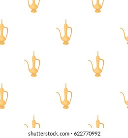 Coffee jug icon in cartoon style isolated on white background. Turkey pattern stock vector illustration.