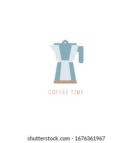 Coffee Jug. Coffee theme. Coffee lovers concept.  Minimalistic Icon. Logo template. Colored vector Illustration. Cartoon style, simple Flat design. Isolated on a white background