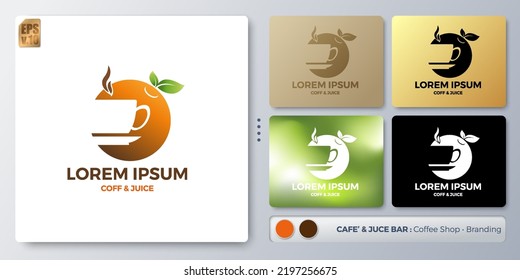 Coffee and juice logo design isoleted illustration. Blank name for insert your Branding. Designed with examples for all kinds of applications. You can used for company, indentity, coffee shop.