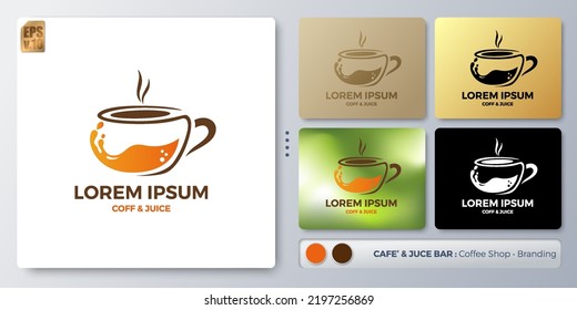 Coffee and juice logo design isoleted illustration. Blank name for insert your Branding. Designed with examples for all kinds of applications. You can used for company, indentity, coffee shop.