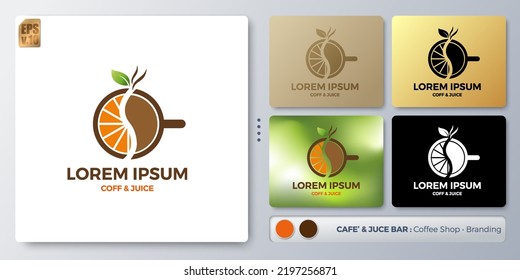 Coffee and juice logo design isoleted illustration. Blank name for insert your Branding. Designed with examples for all kinds of applications. You can used for company, indentity, coffee shop.