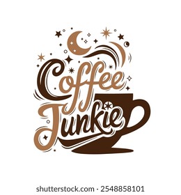 Coffee junkie typography T-shirt design vector, 