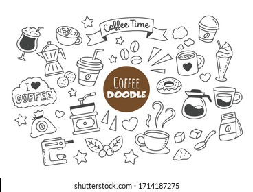 coffee kawaii doodle vector hand drawing style