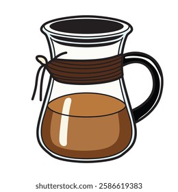 Coffee Kettle with Coffee Clip Art - Vector Drawing Illustration