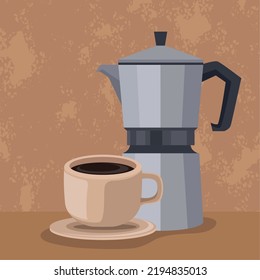 coffee kettle and cup drink
