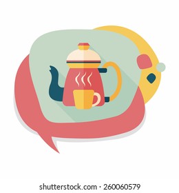 coffee kettle and cup flat icon with long shadow,eps10