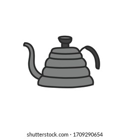 coffee kettle doodle icon, vector illustration