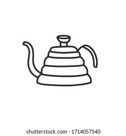 icono del doodle de la tetera de café, ilustración vectorial