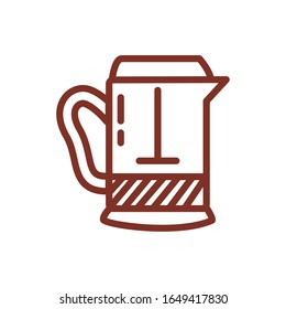 coffee kettle drink line style icon vector illustration design