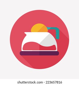 coffee kettle flat icon with long shadow,eps10