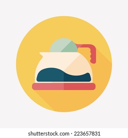 coffee kettle flat icon with long shadow,eps10