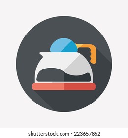 coffee kettle flat icon with long shadow,eps10